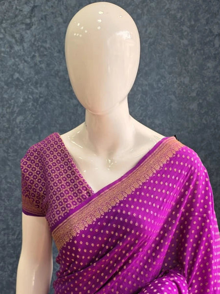 Pure Banarasi Crepe Silk Saree Self