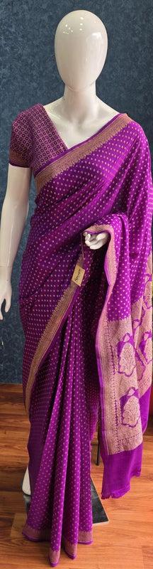 Self Pure Banarasi Crepe Silk Saree