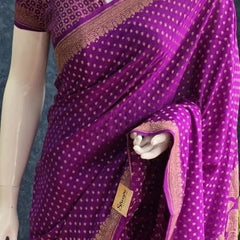 Pure Banarasi Crepe Silk Saree Self