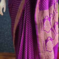 Self Pure Banarasi Crepe Silk Saree