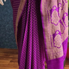 Pure Banarasi Crepe Silk Saree Self