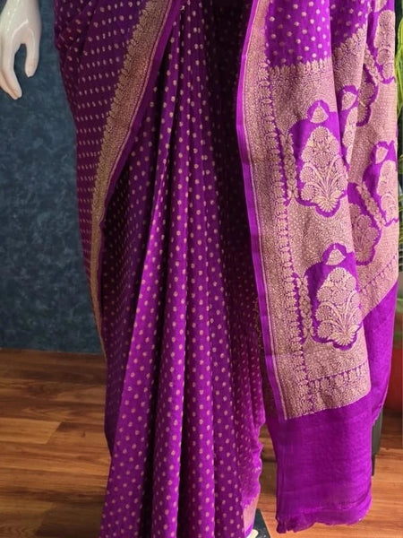 Pure Banarasi Crepe Silk Saree Self