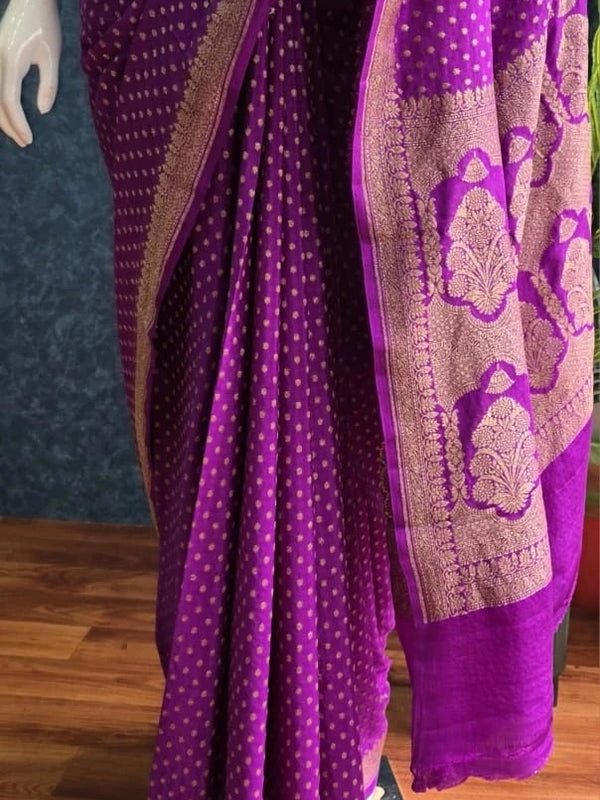 Pure Banarasi Crepe Silk Saree Self