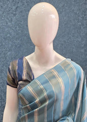 Tissue fancy saree Light Blue Navy blue