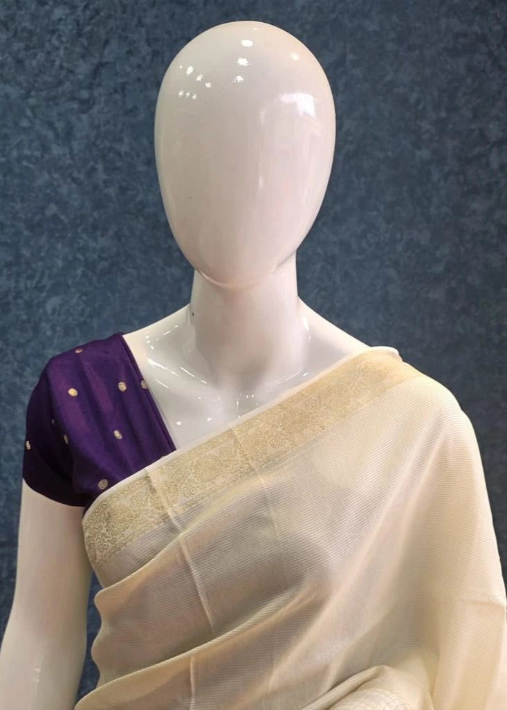 Viscose Line Checks Half White Purple