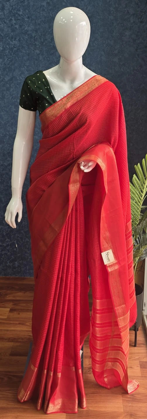 Viscose Checks Red Green