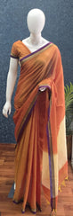 Narayanpet Cotton Saree Orange Purple