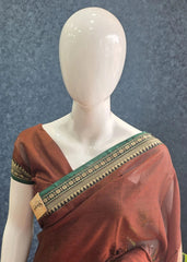 Narayanpet Cotton Saree Brown Green