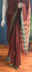 Narayanpet Cotton Saree Brown Green