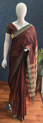 Narayanpet Cotton Saree Brown Green