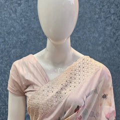 Floral Peach Viscose Saree