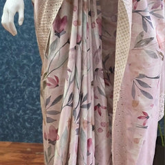 Floral Peach Viscose Saree