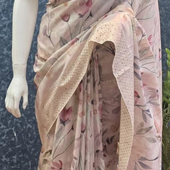 Floral Peach Viscose Saree