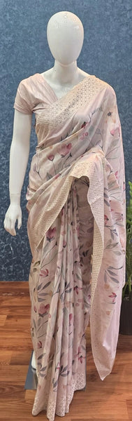 Floral Peach Viscose Saree