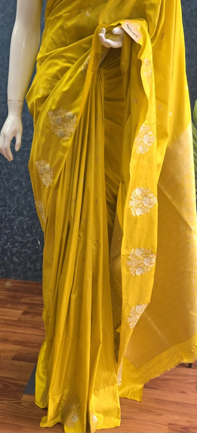 Semi Silk Butta Blouse Yellow
