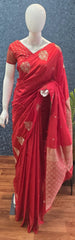 Semi Silk Butta Blouse Red