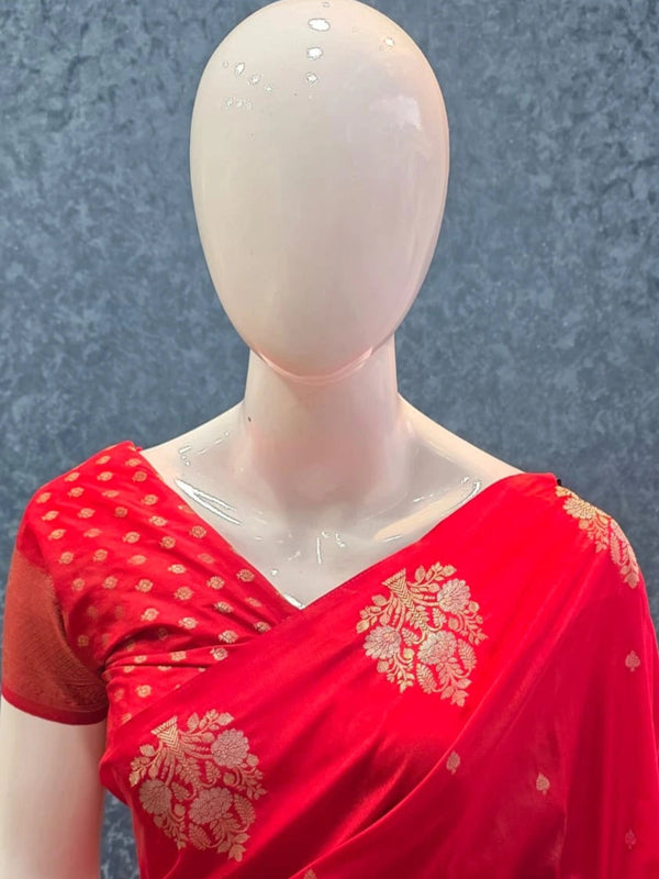 Semi Silk Butta Blouse Saree