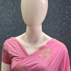 Butta Blouse Pink Semi Silk Saree