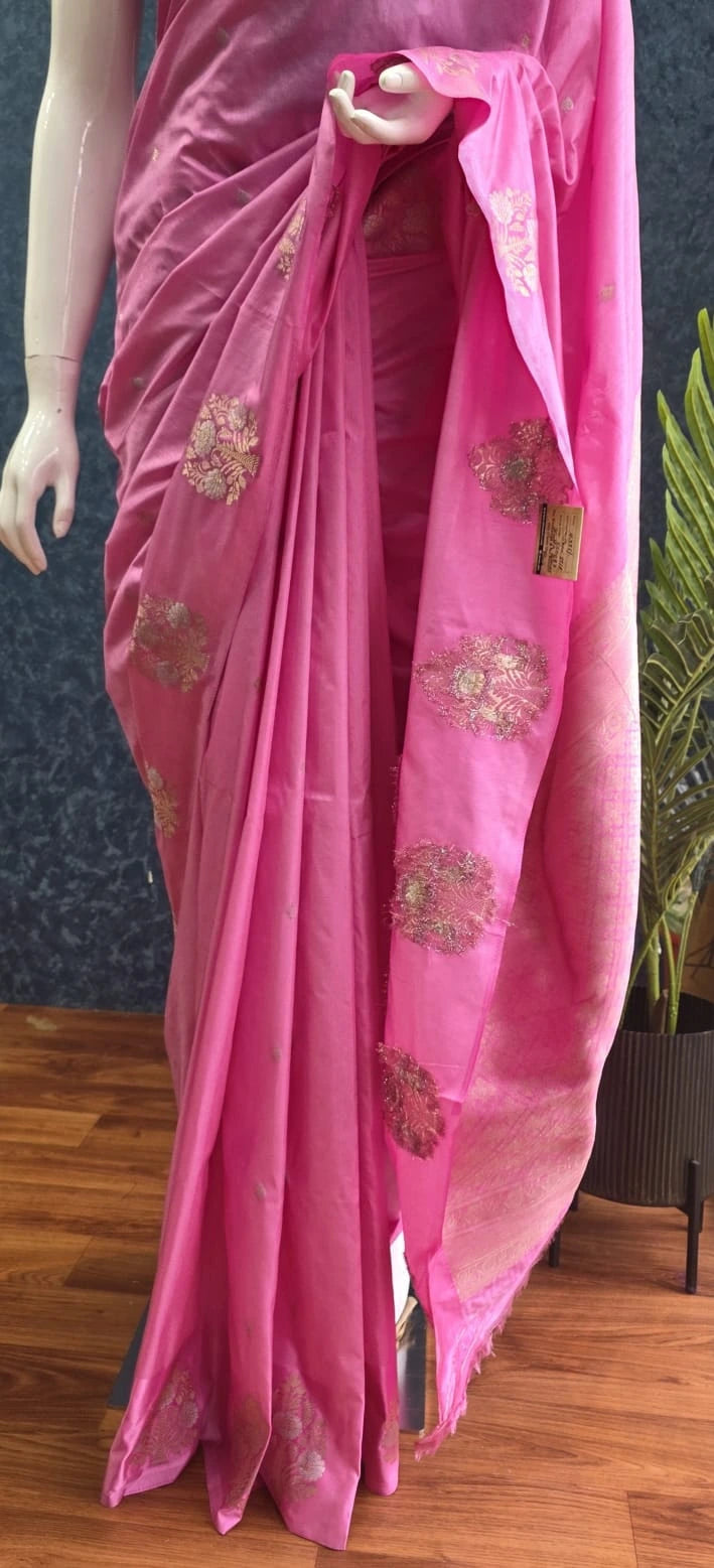 Semi Silk Butta Blouse Pink