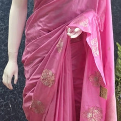 Butta Blouse Pink Semi Silk Saree