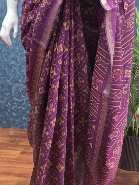 Soft Purple Semi Silk Saree