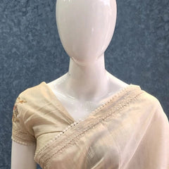 Embroider Half White Linen Saree