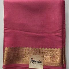 Pure Mysore Baby Pink Gold Crepe Silk Saree