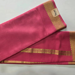 Pure Mysore Baby Pink Gold Crepe Silk Saree