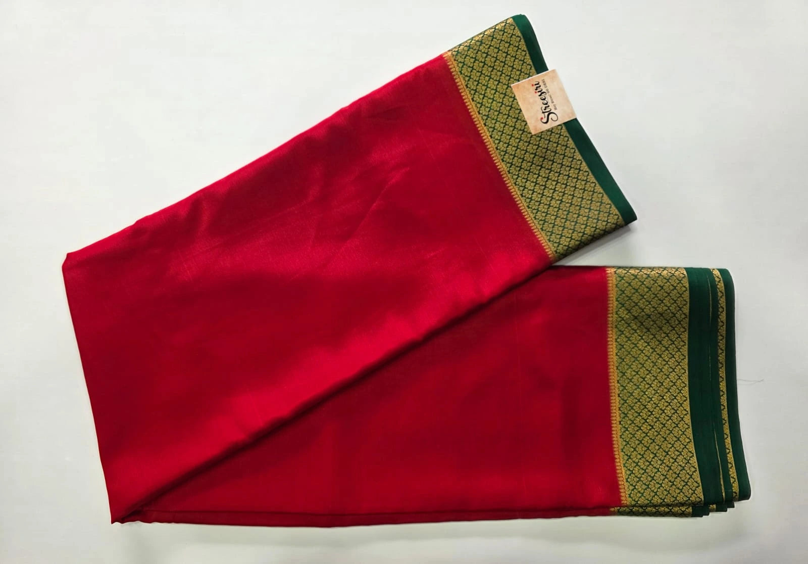 Pure Mysore Silk Red Green