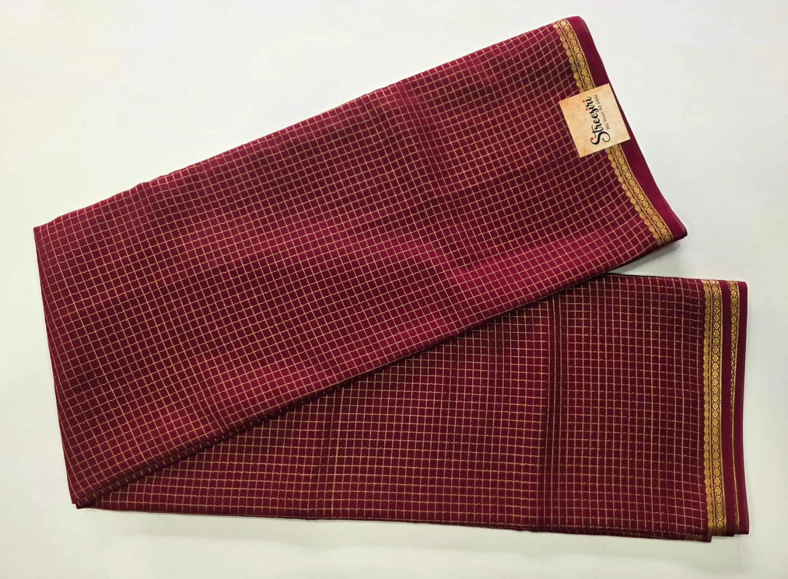 Pre Mysore Silk Maroon Checks