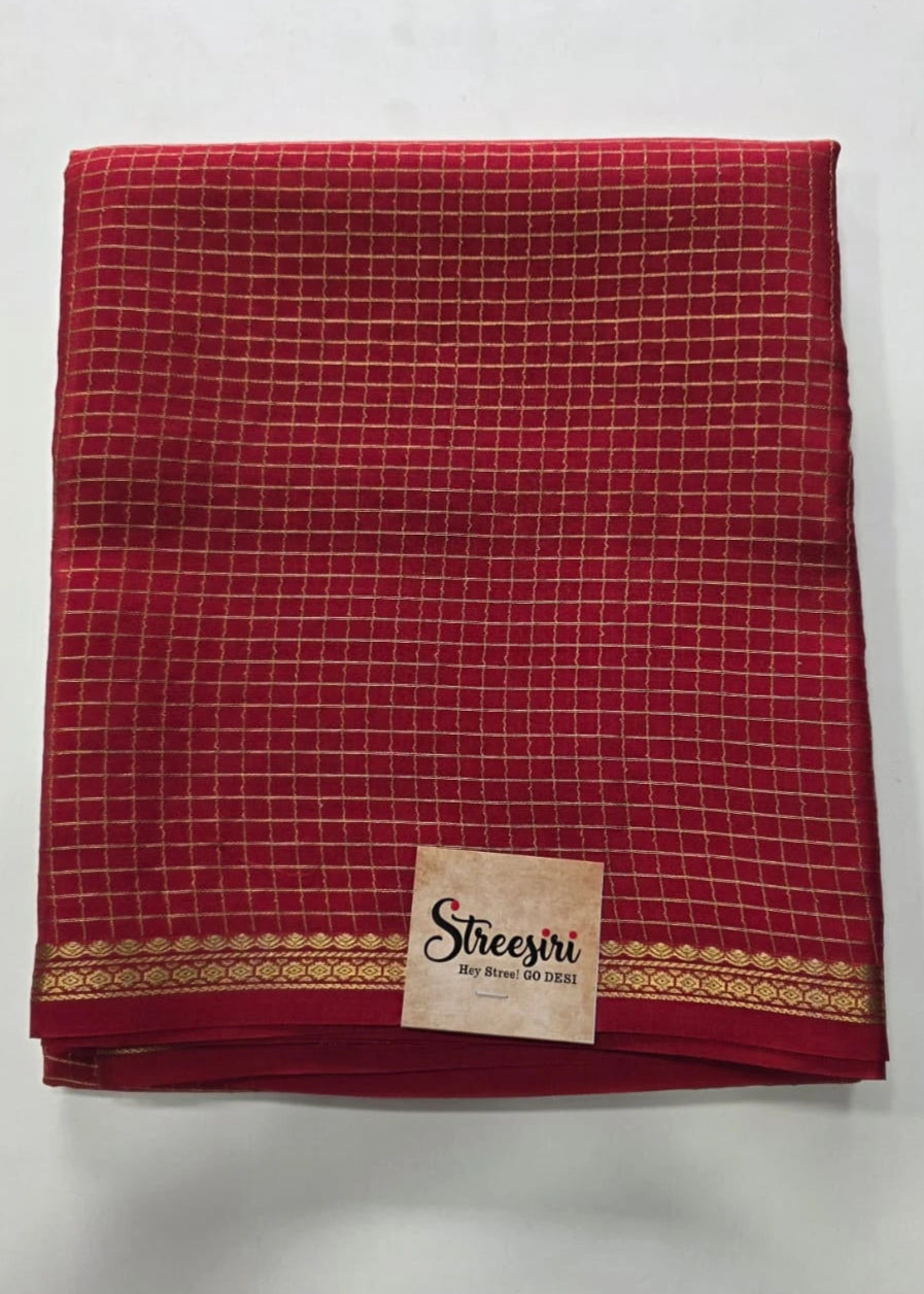 Pure Mysore Silk Red Checks