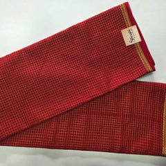 Pure Mysore Checks Red Crepe Silk Saree