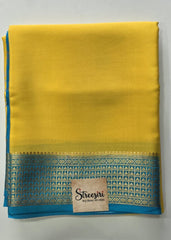Pure Mysore Silk  Yellow Blue