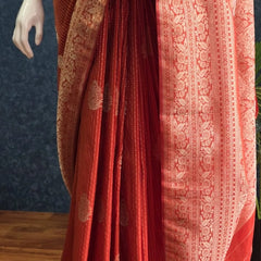 Lines Dark Orange Gorgette Saree