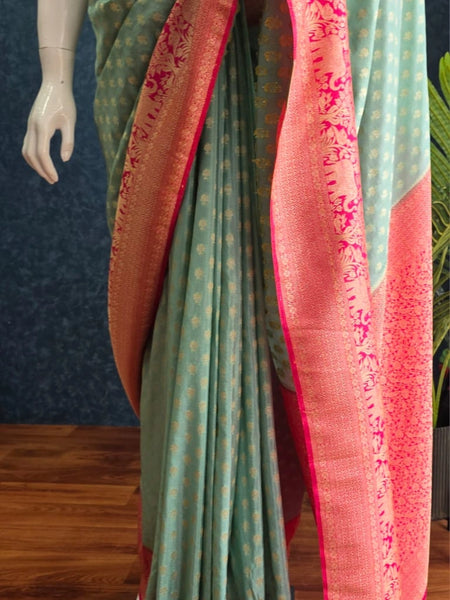 Contrast  Gorgette Butta Saree