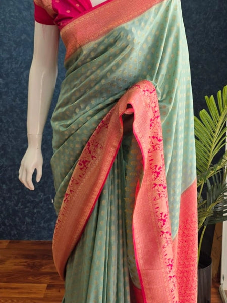 Contrast  Gorgette Butta Saree