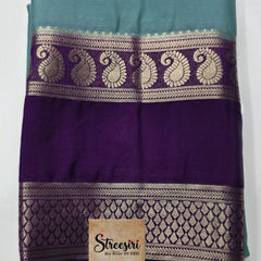Soft Ice Blue Purple  Semi Crepe Silk Saree