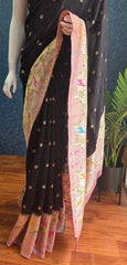 Contrast Paithani Black Pink