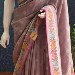 Contrast Dusty Rose Pink Paithani Silk Saree
