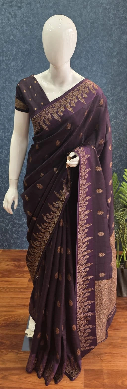 Raw Tussar Silk Dark Purple