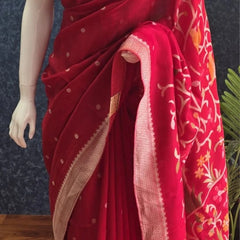 Raw Pink Tussar Silk Saree