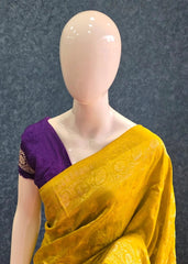 Crush Matka Silk Mustard Gold