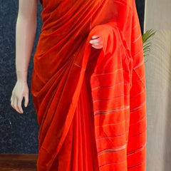 Bengal Orange Cotton Saree