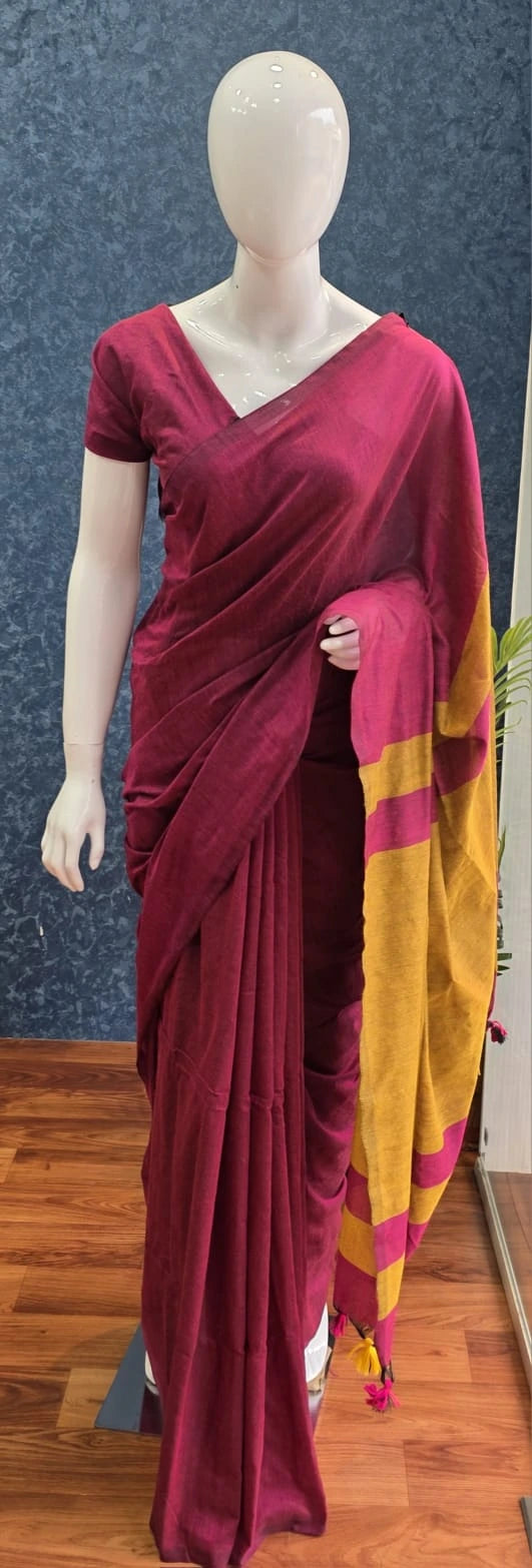 Bengal Cotton Magenta Golden Yellow