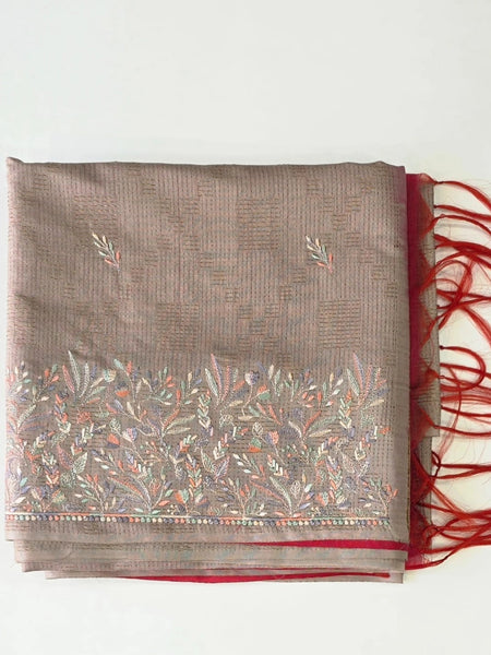 Embroidered Tussar Saree