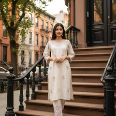 Kora  2Piece Half White Cotton Silk