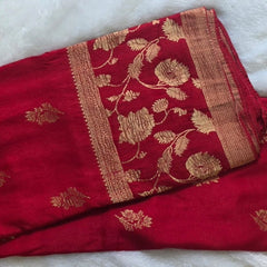 Crushed Tussar Rani Pink
