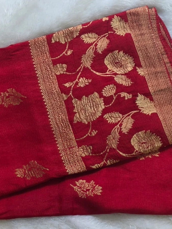 Crushed Tussar Rani Pink