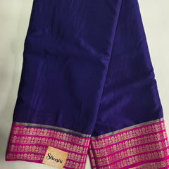 Contrast Navy Blue Pink Semi crepe Silk Saree
