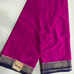 Contrast Pink Navy Blue Semi Crepe Silk Saree